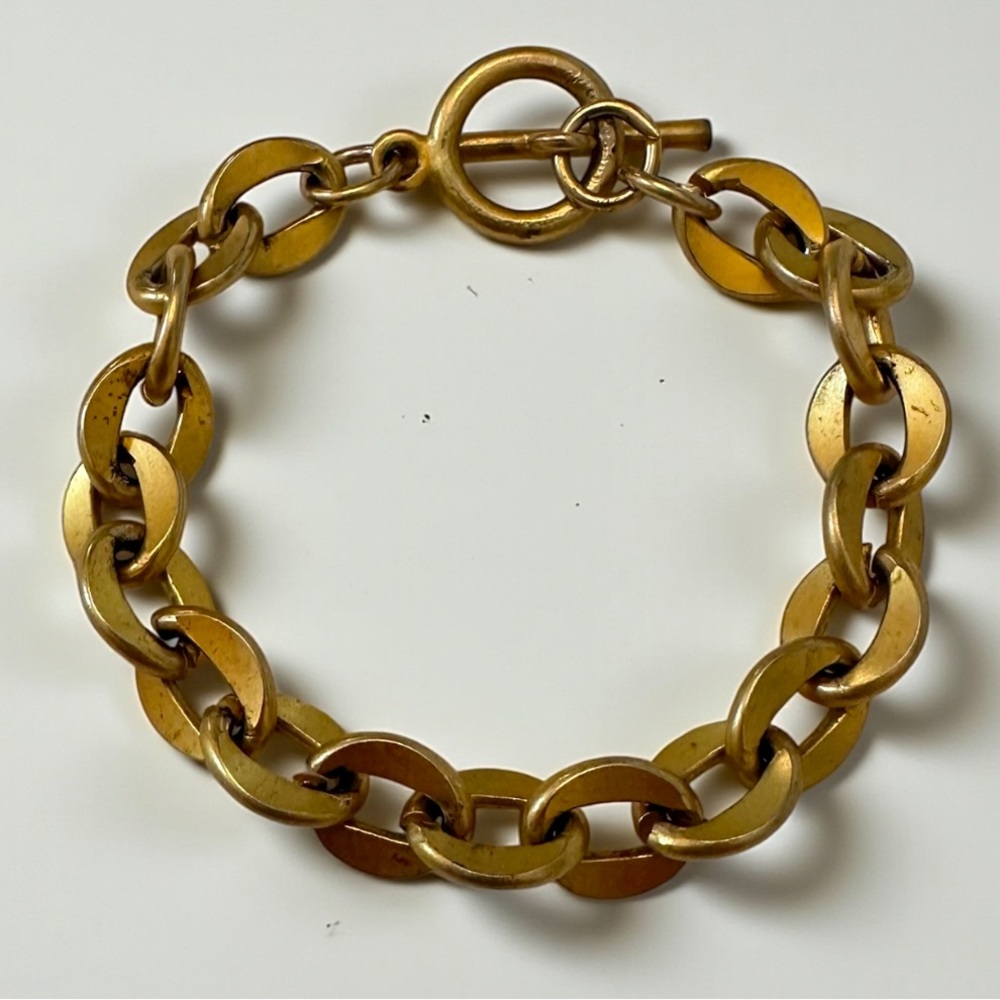 Vintage ‘80s Brushed Matte Gold Tone Chain Link Bracelet